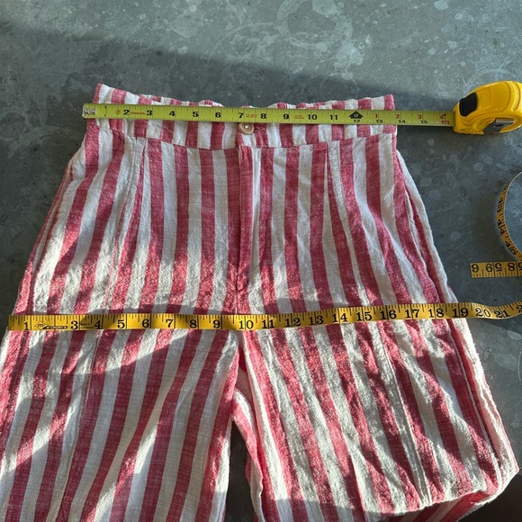 SOLD- UO Red & White Striped Gauze Cotton Split Leg Pants Size S - Picture 5 of 7